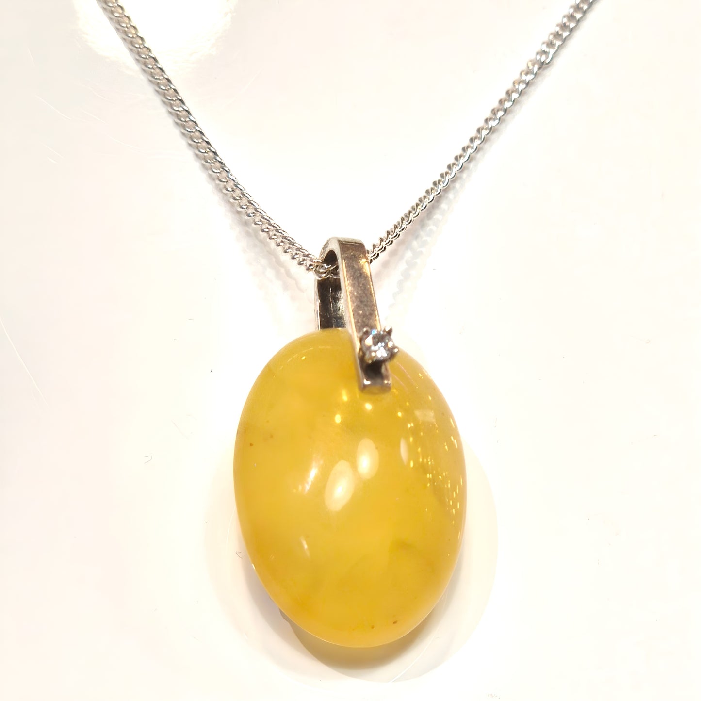 Butterscotch Amber Pendant with CZ