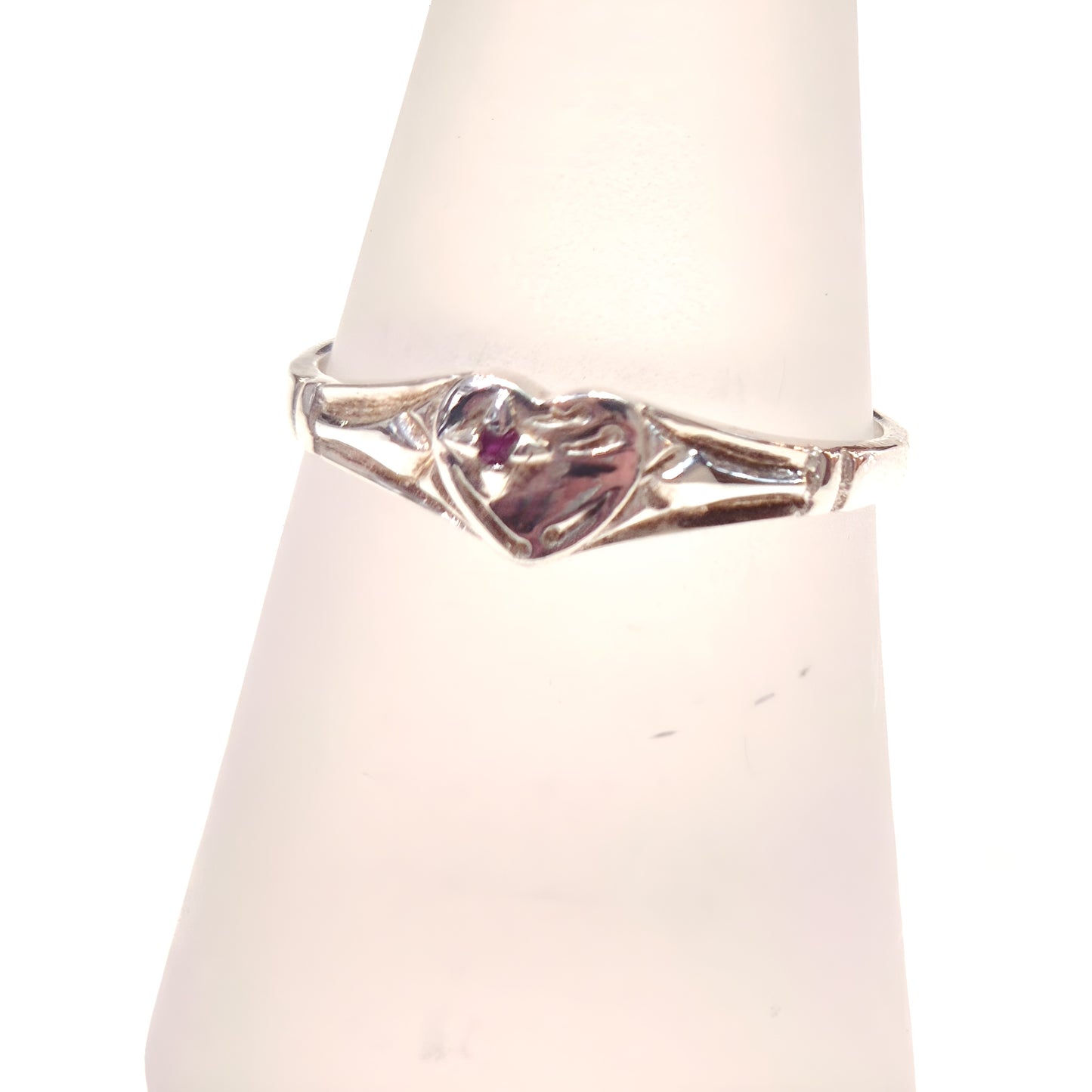 Mini Heart Signet Ring with Ruby