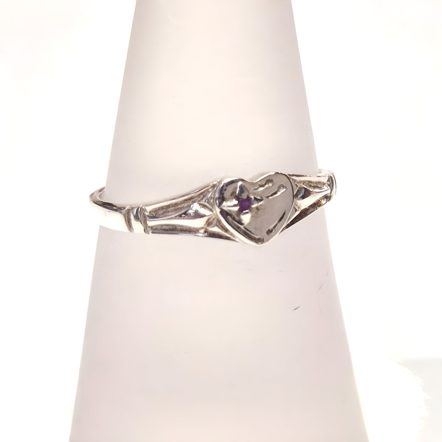 Mini Heart Signet Ring with Ruby