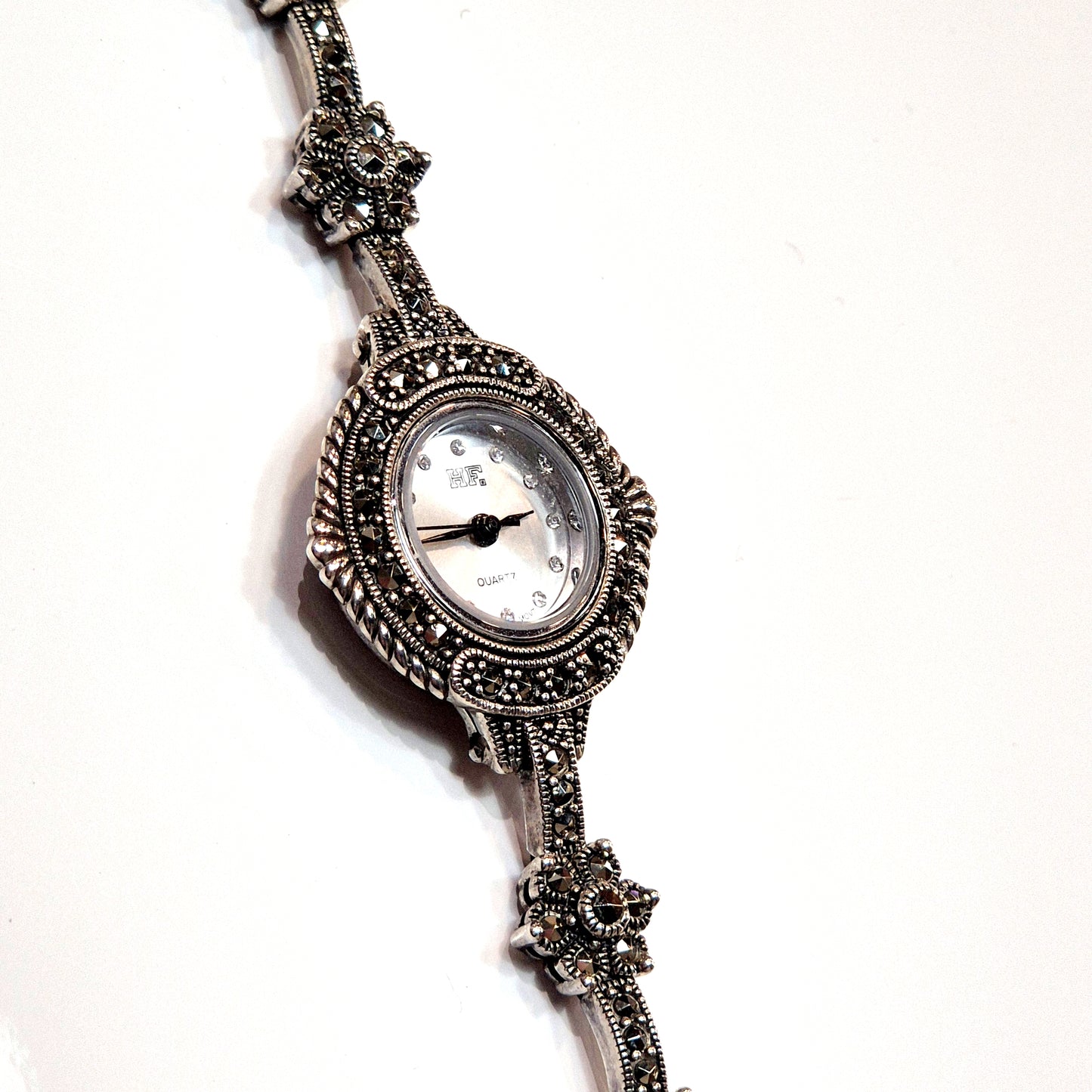 Estate Marcasite & Silver Quartz Watch