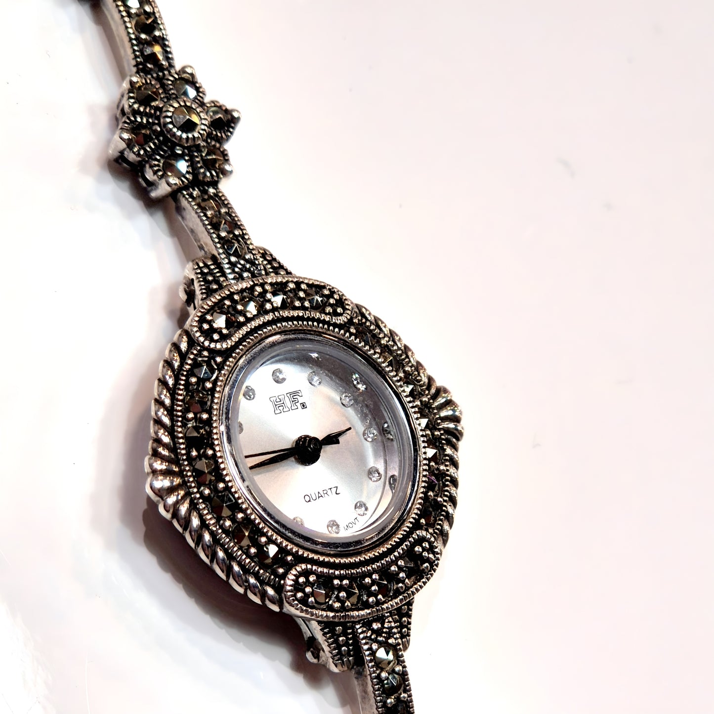 Estate Marcasite & Silver Quartz Watch
