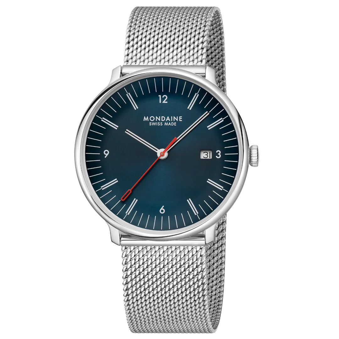MONDAINE DOPPIO SET
BLUE VEGAN APPLE LEATHER & STAINLESS STEEL, 41 MM