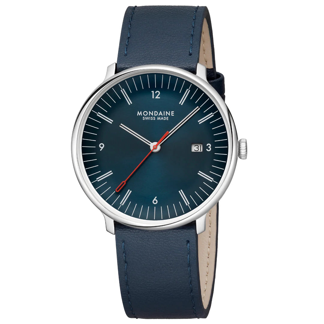 MONDAINE DOPPIO SET
BLUE VEGAN APPLE LEATHER & STAINLESS STEEL, 41 MM