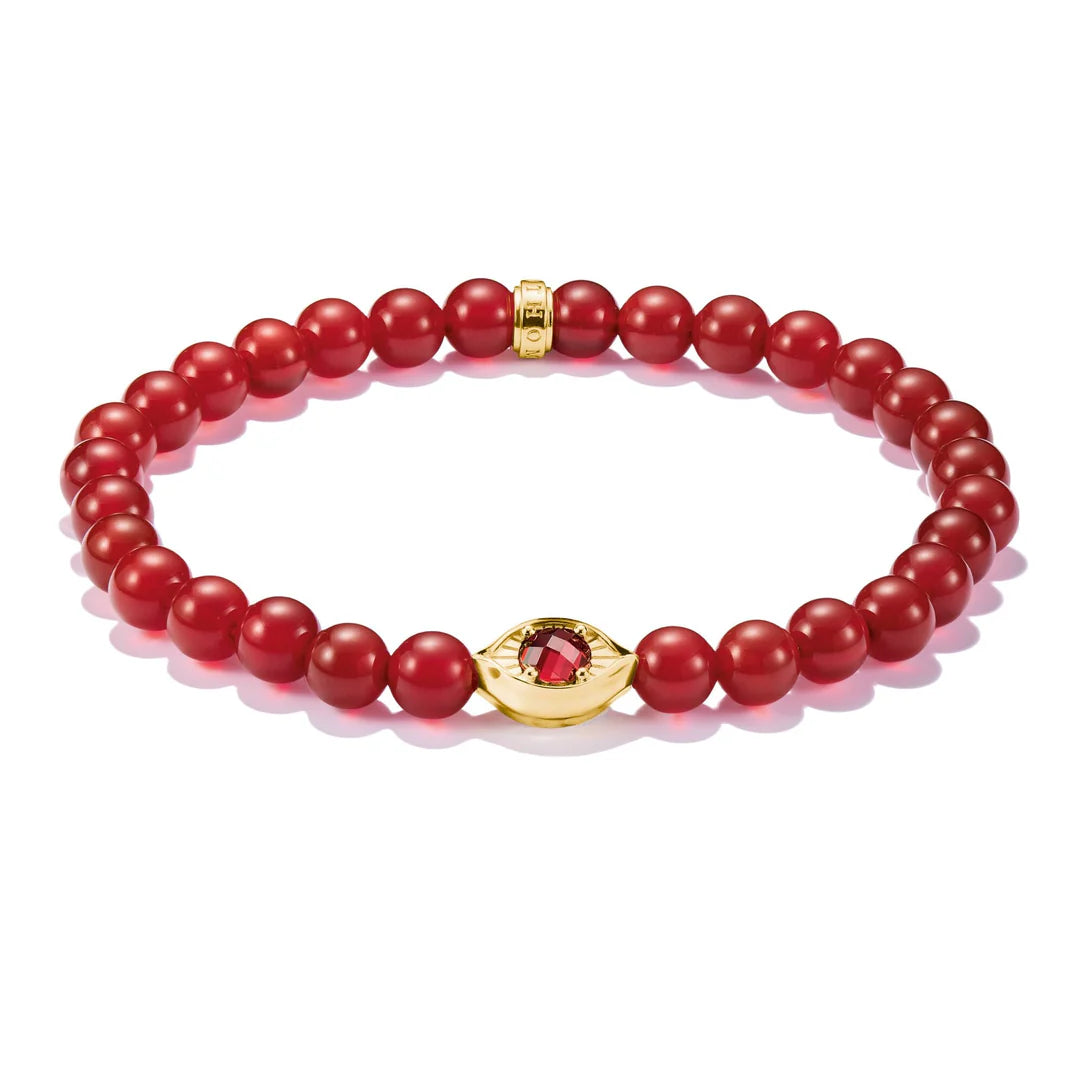 RED AGATE EYE BEAD BRACELET