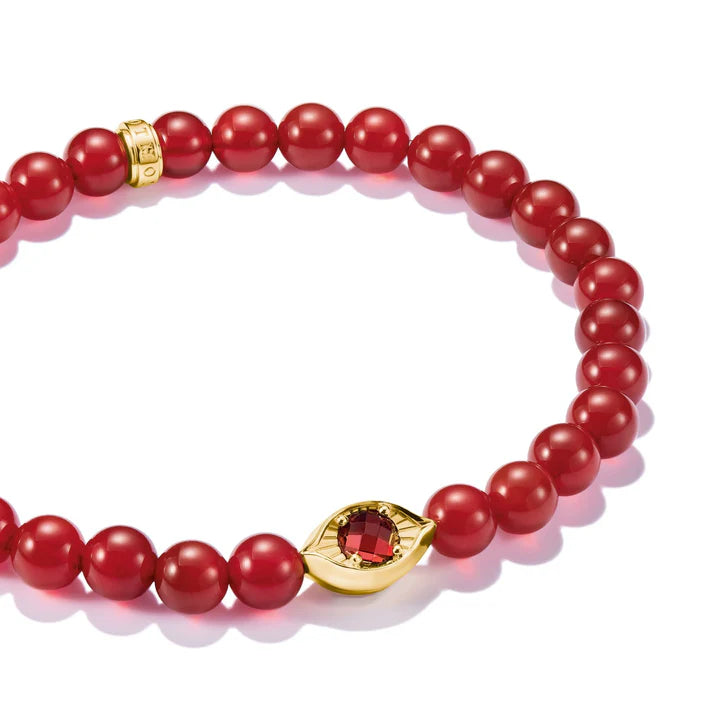 RED AGATE EYE BEAD BRACELET