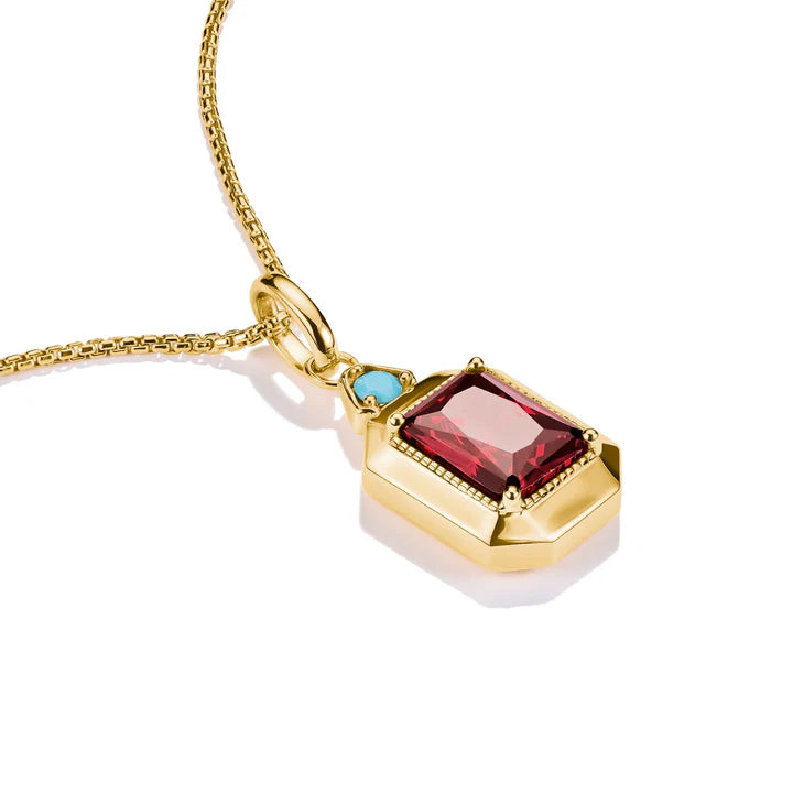 OCTAGON PENDANT WITH RED ZIRCONIA STONE ELYNDRA