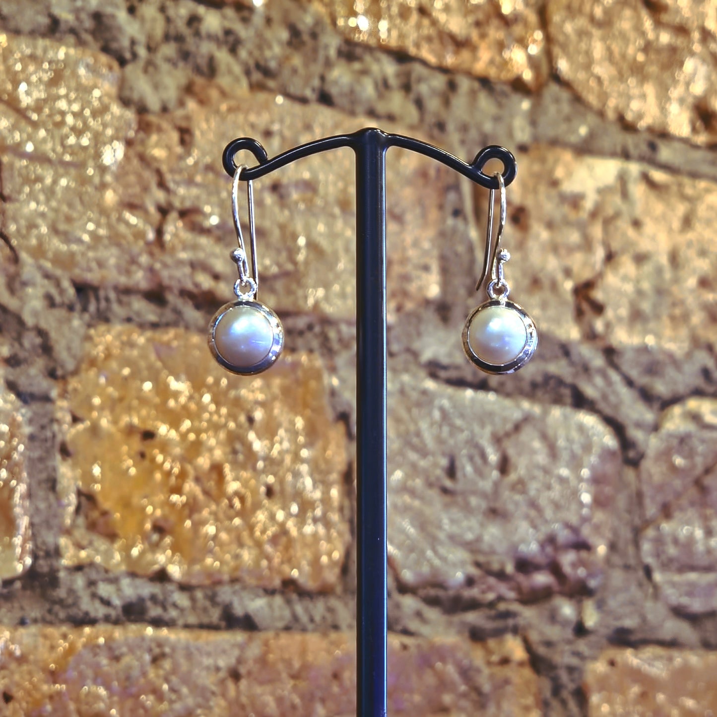 Round Pearl Drop Earrings
