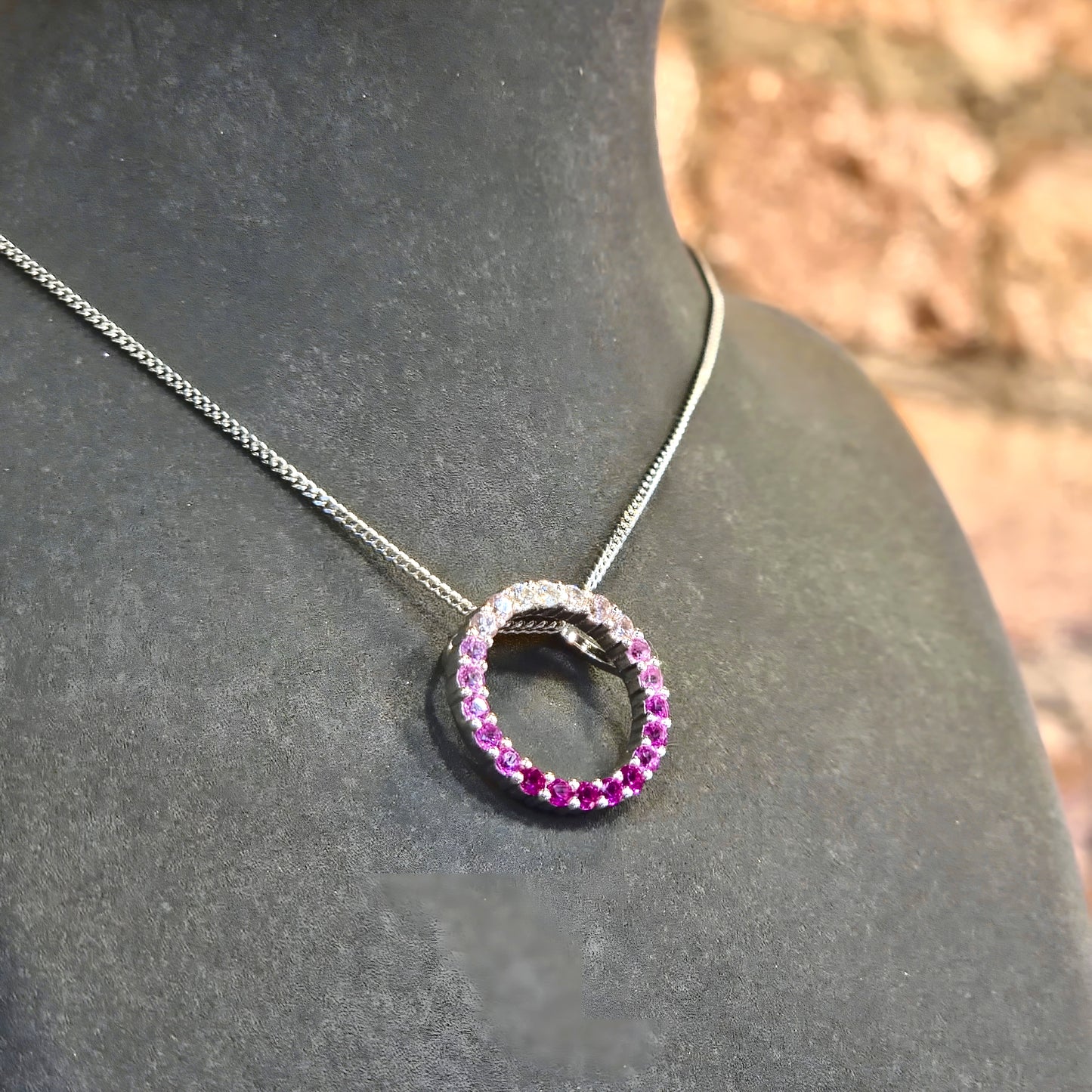 Pink Gradient CZ Circle Pendant