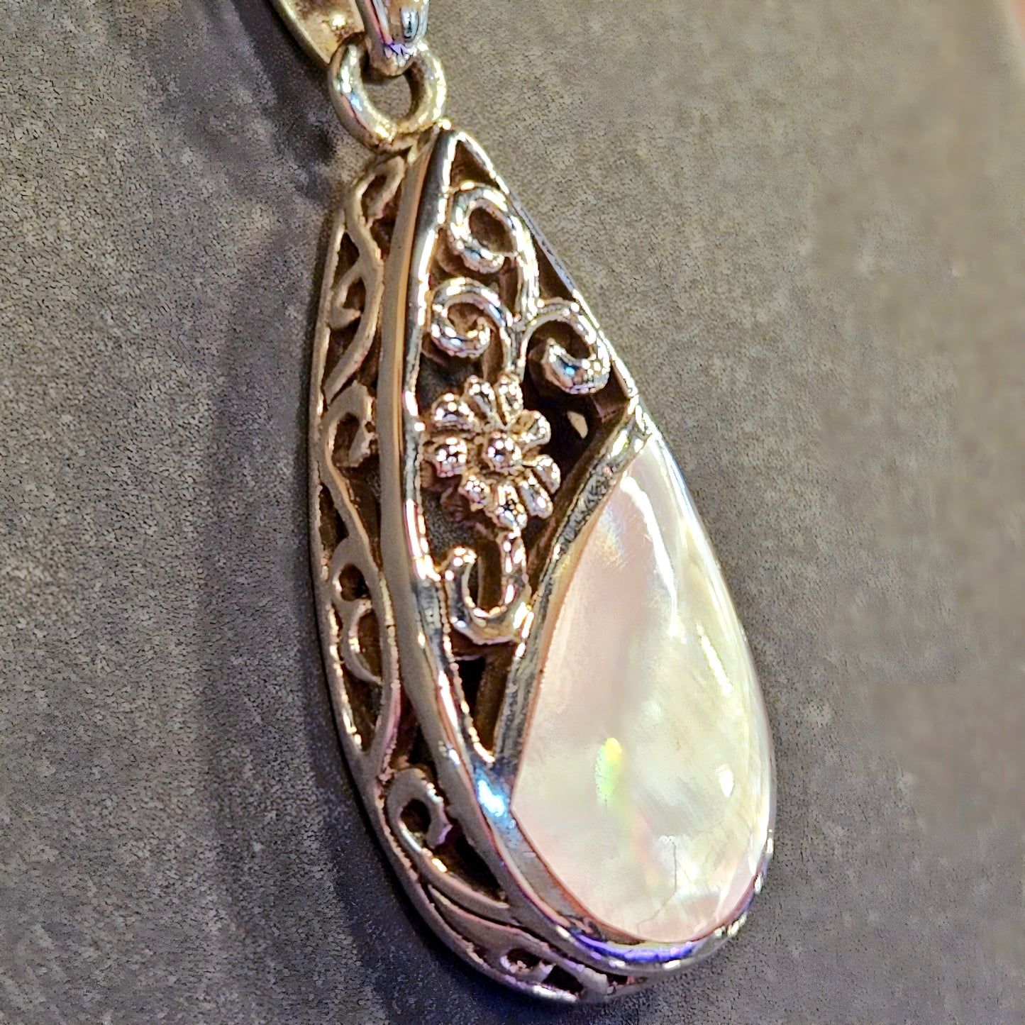 Mother of Pearl & Sterling Silver Teardrop Pendant
