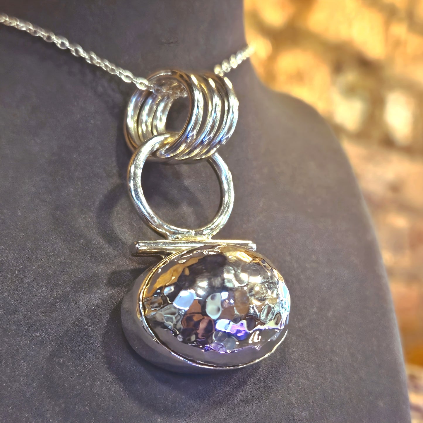 Hammered Oval Pendant