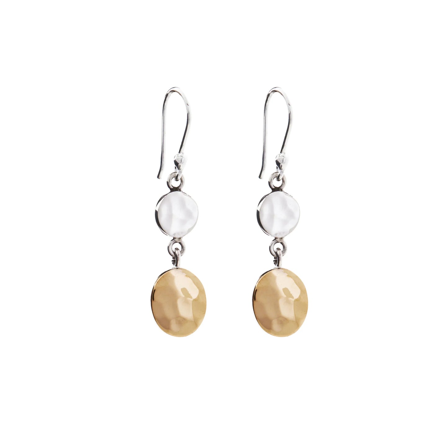 Silver and Brass Hammered Earrings