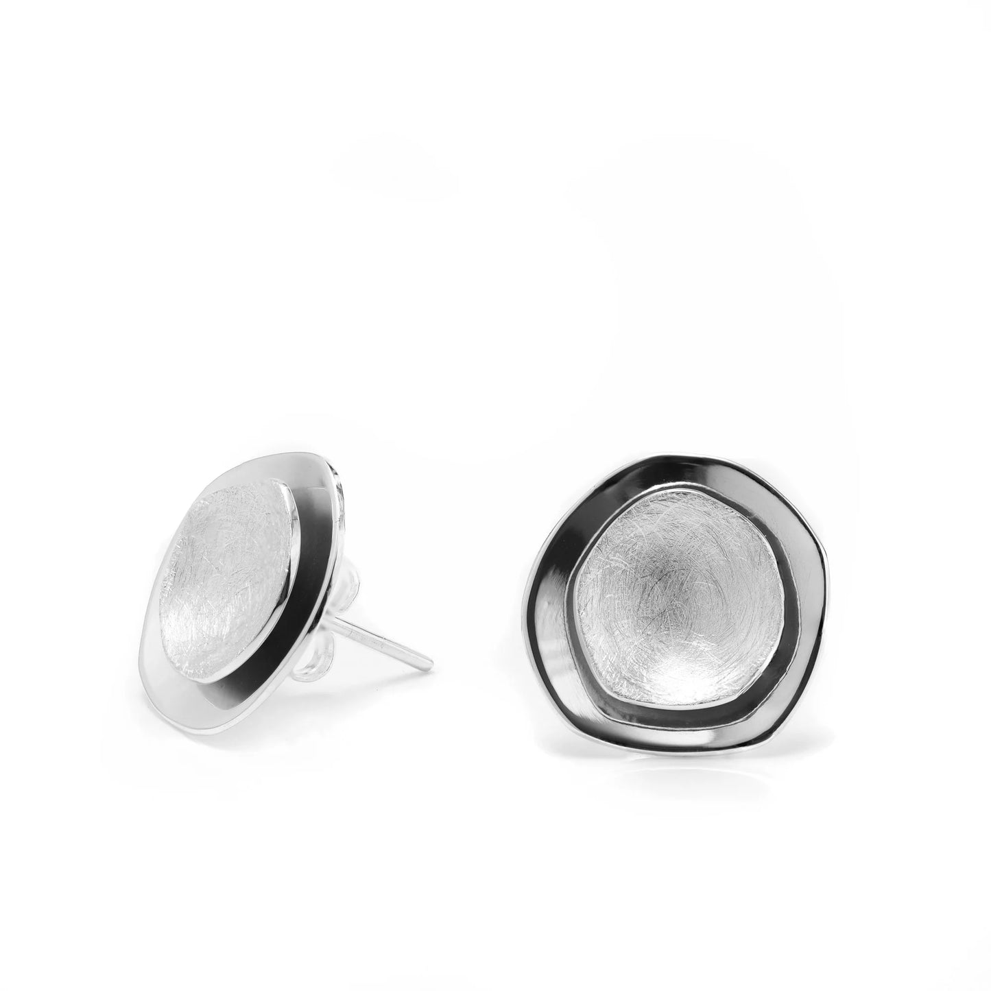 Frosted Double Odd Shape Stud Earrings
