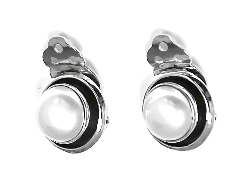 Large Clip on Pearl Earrings