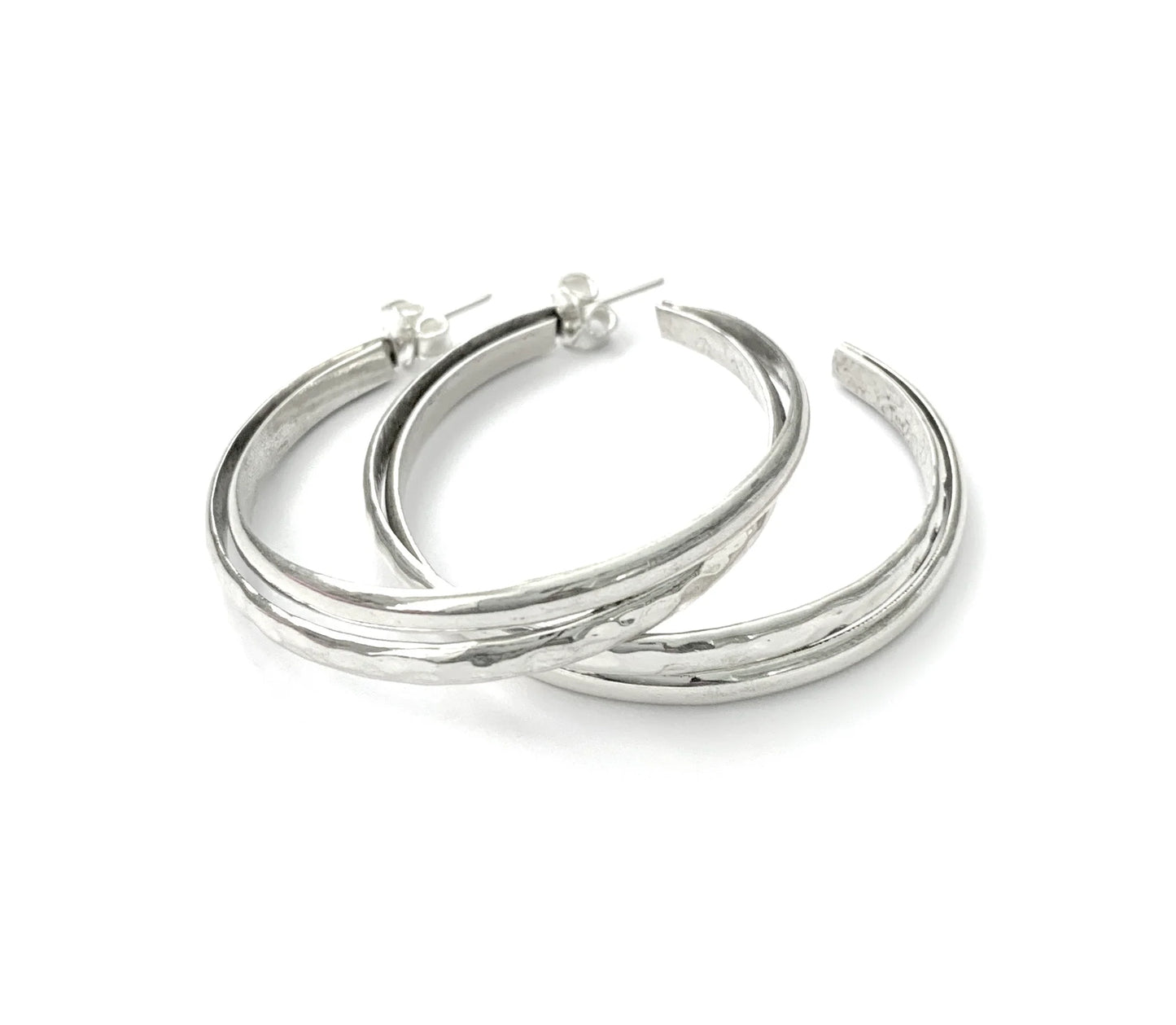 Double Wired Hammered Hoop Earrings