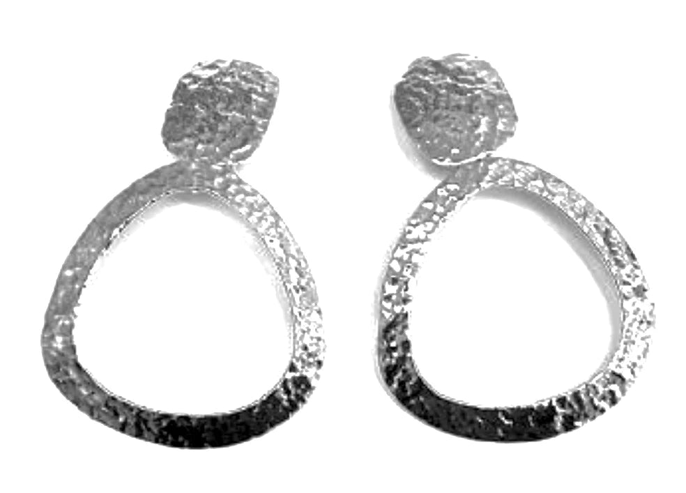 Hammered Clip on Large Earrings