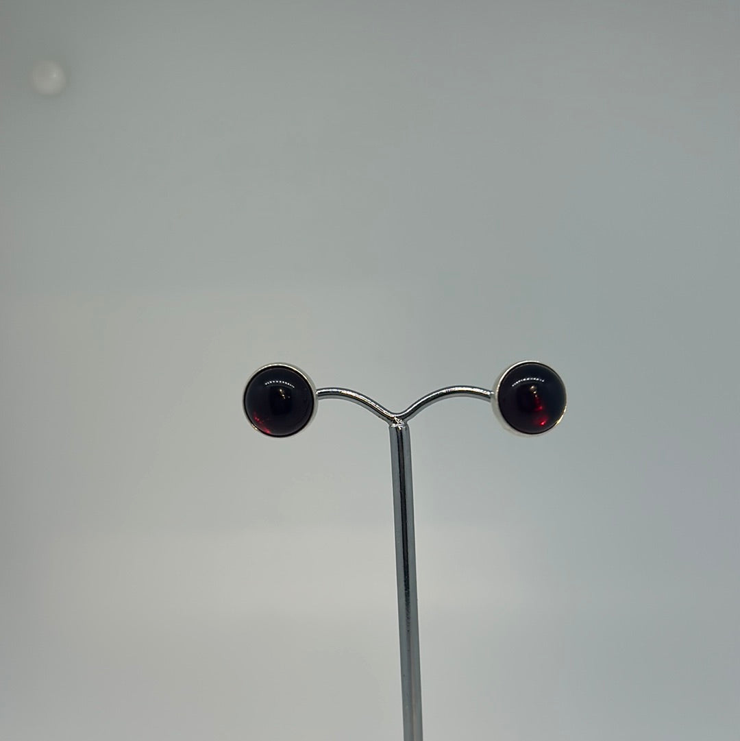 Medium Round Amber Stud Earrings