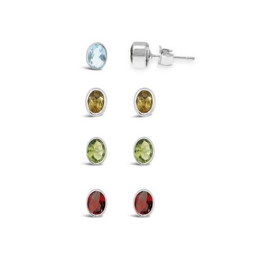 Oval Faceted Stud