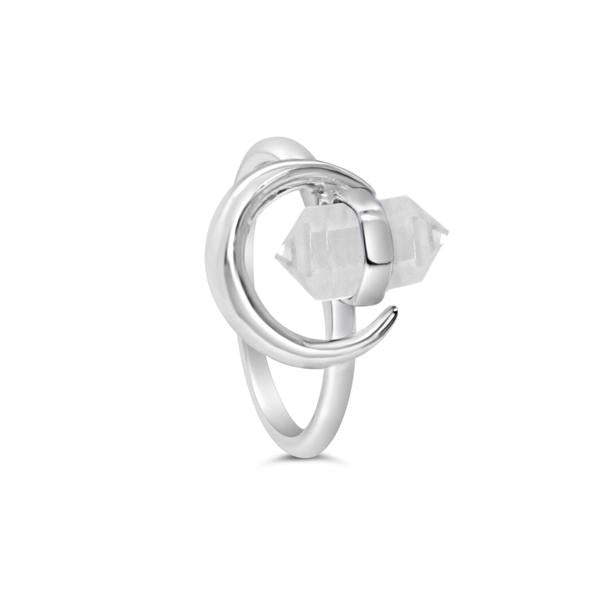 Clear Quartz Moon Ring