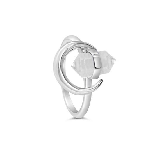 Clear Quartz Moon Ring