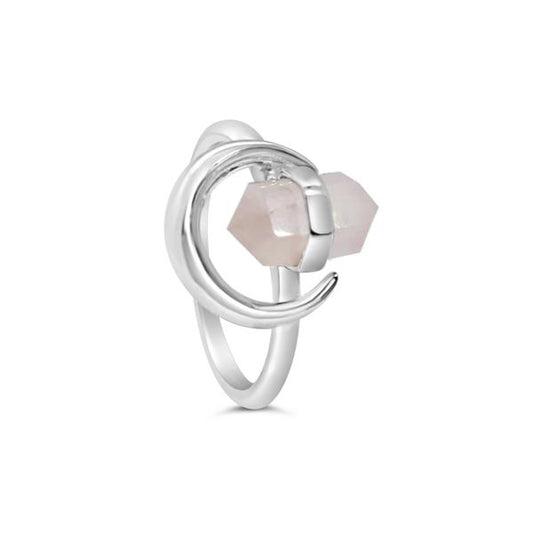 Rose Quartz Moon Ring