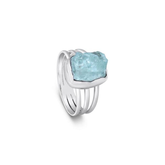 Aquamarine Triple Band Ring