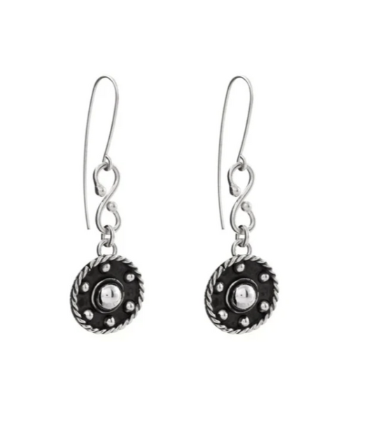 Oxidised Silver Ball Drop Earrings