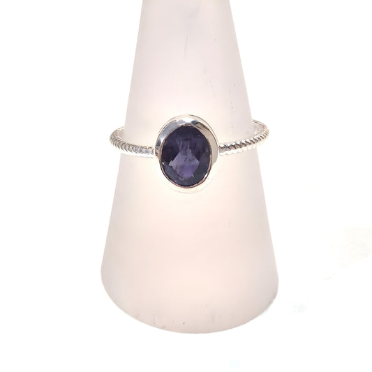 Dark Amethyst Rope-Band Ring