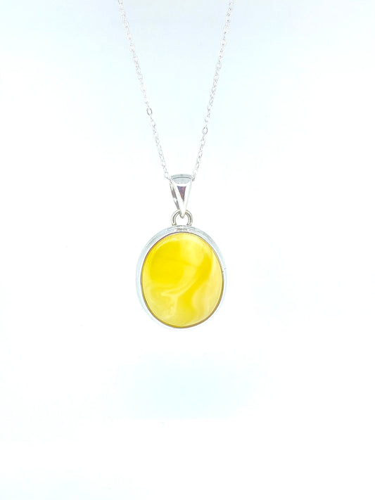 Yellow Round Amber pendant