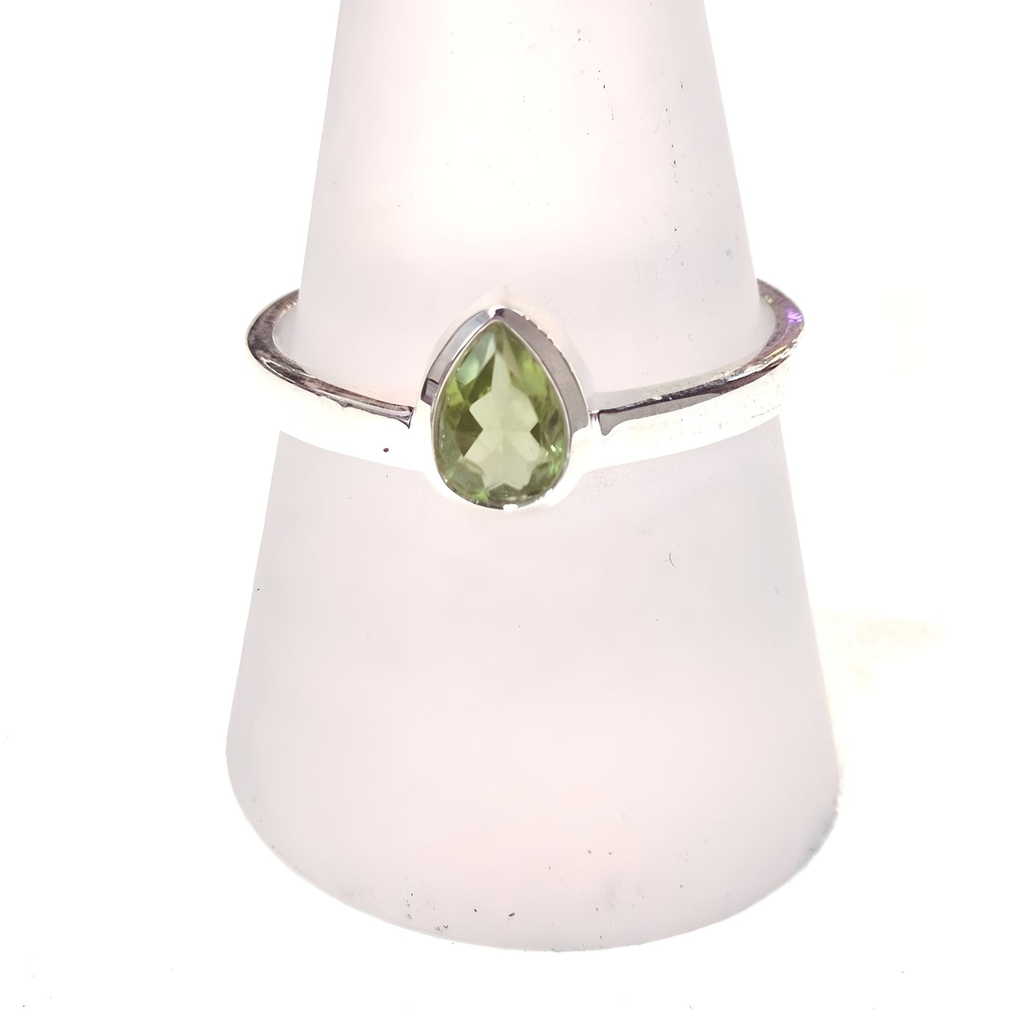 Teardrop Peridot Sterling Silver Ring