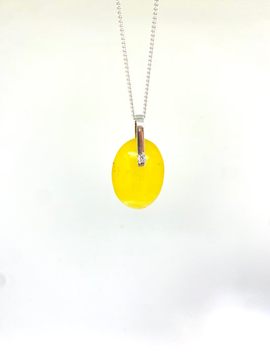 Amber and CZ pendant