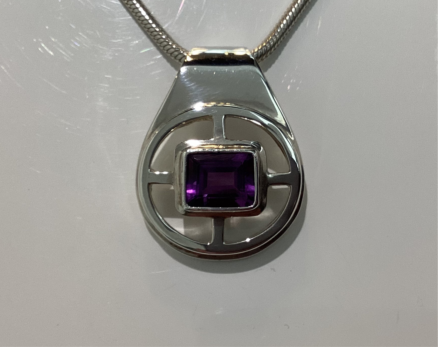 Estate Sterling Silver and Amethyst Pendant