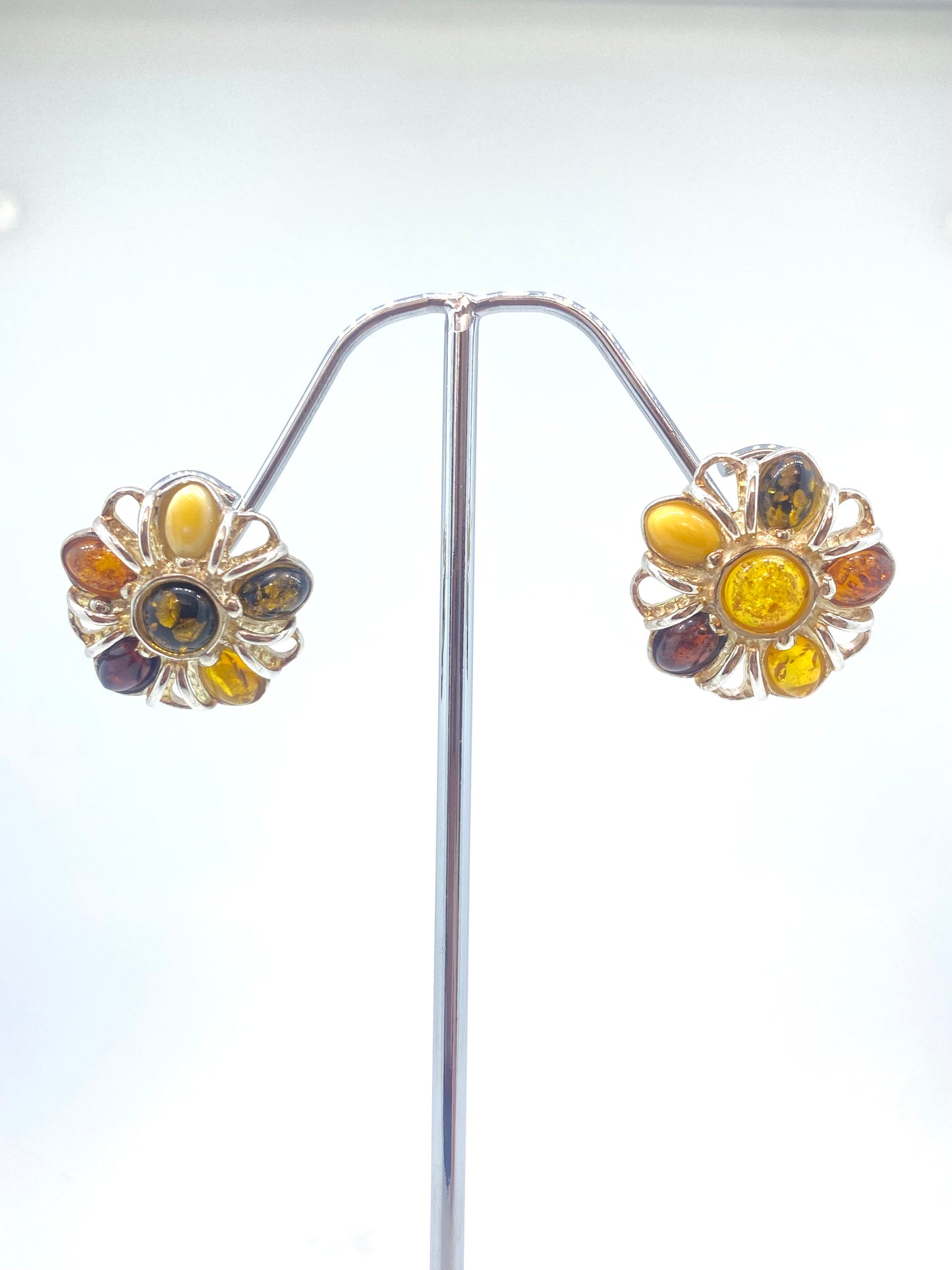 Amber Floral Studs