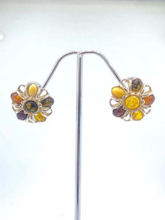 Amber Floral Studs