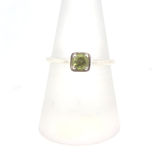 Square Peridot Sterling Silver Ring