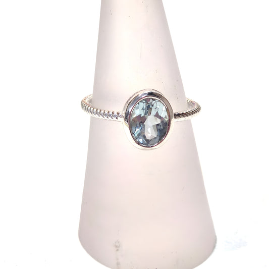 Twisted Band Blue Topaz Sterling Silver Ring