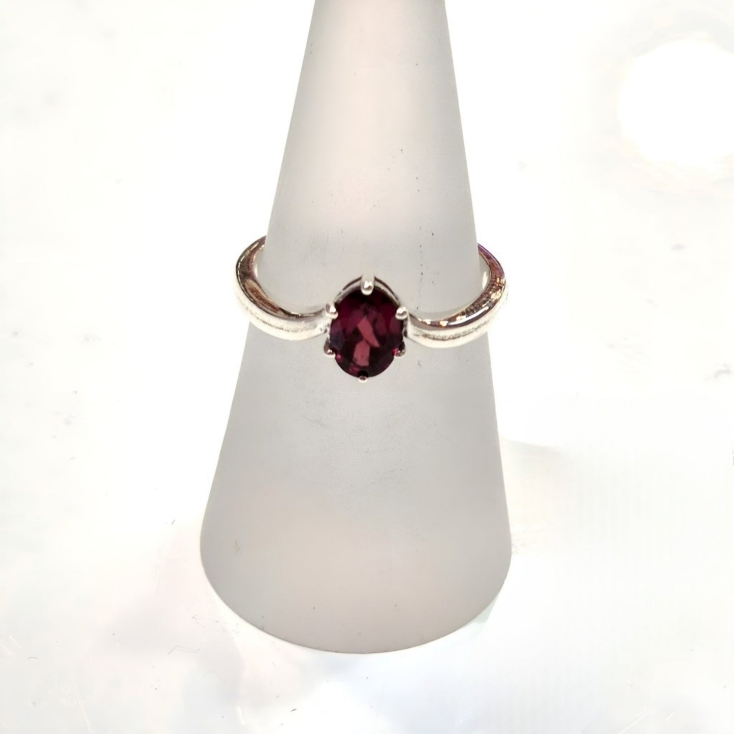 Oval Garnet Sterling Silver Ring