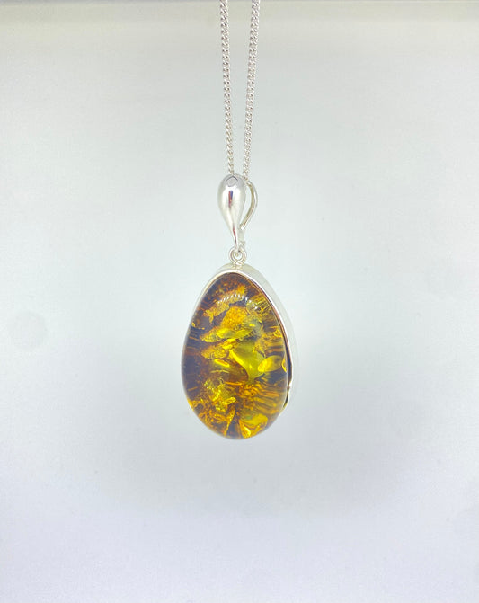Thick Amber Droplet Pendant