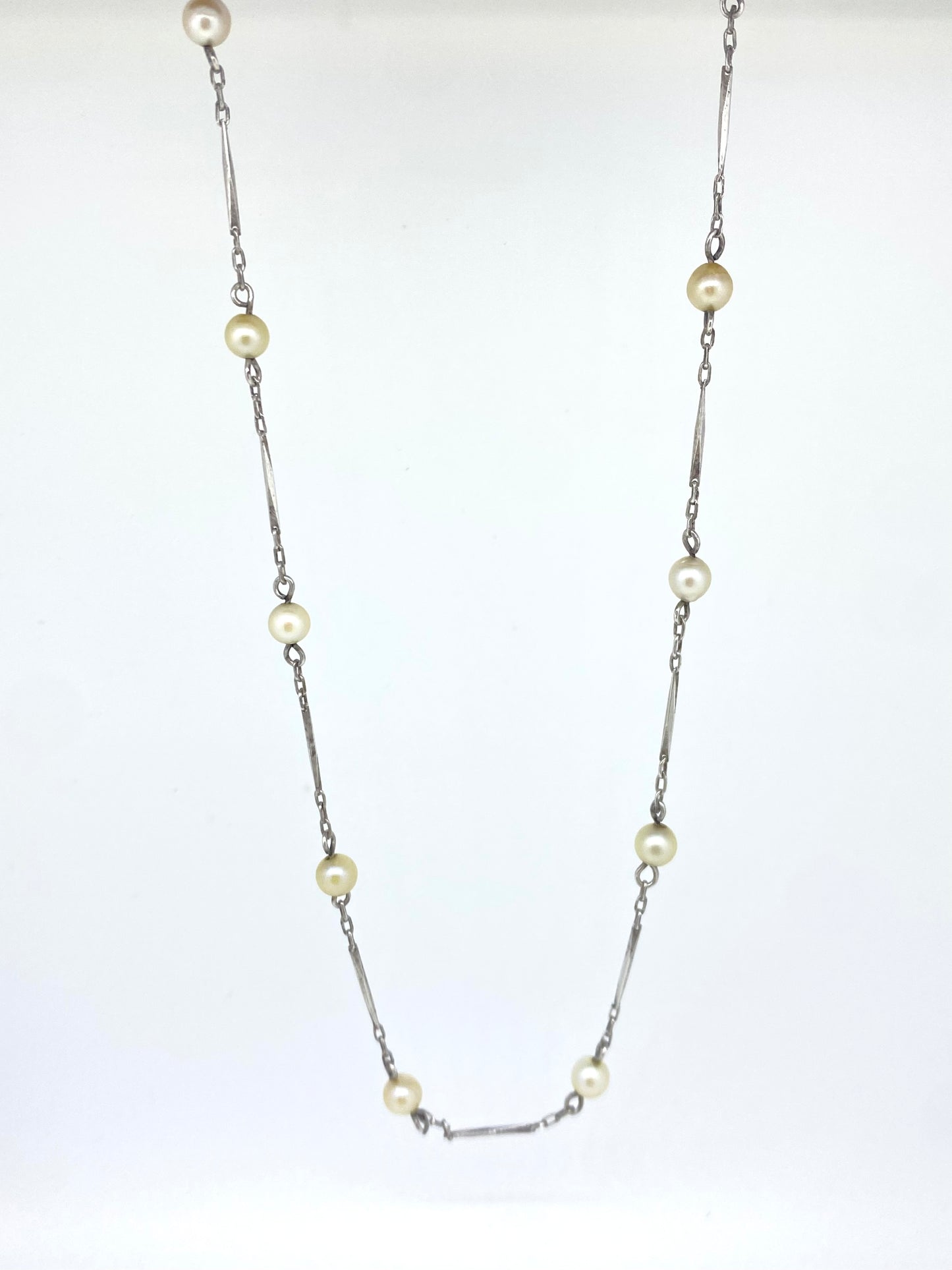 Freshwater Pearl & Silver bars Necklace