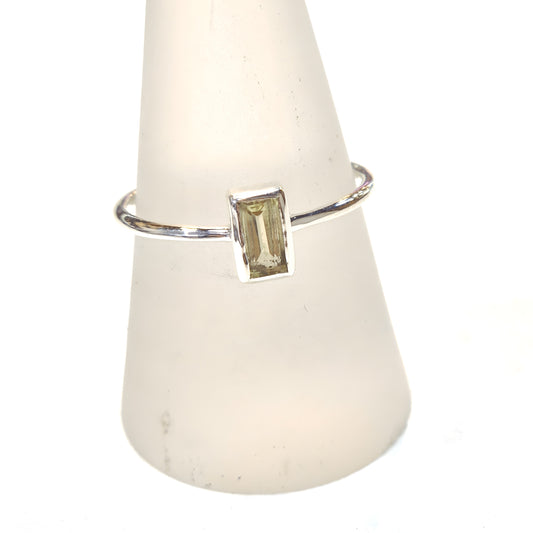 Rectangle Cut Citrine Sterling Silver Ring
