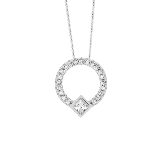 Princess and Round Cut CZ Necklace