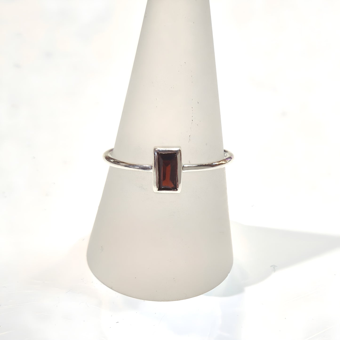 Garnet Baguette Sterling Silver Ring