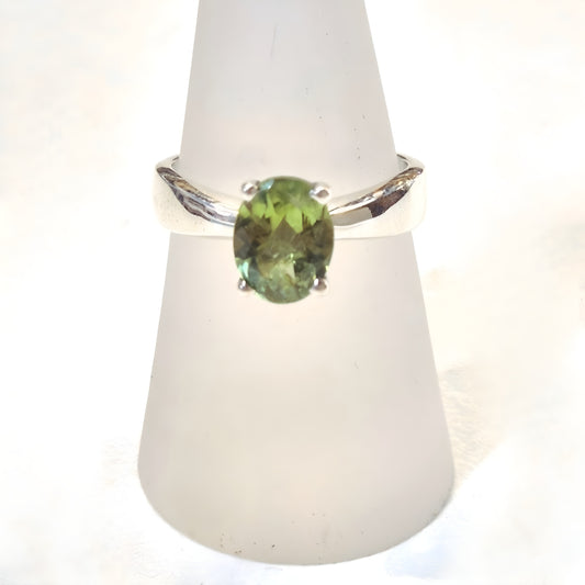 Round Peridot Sterling Silver Ring