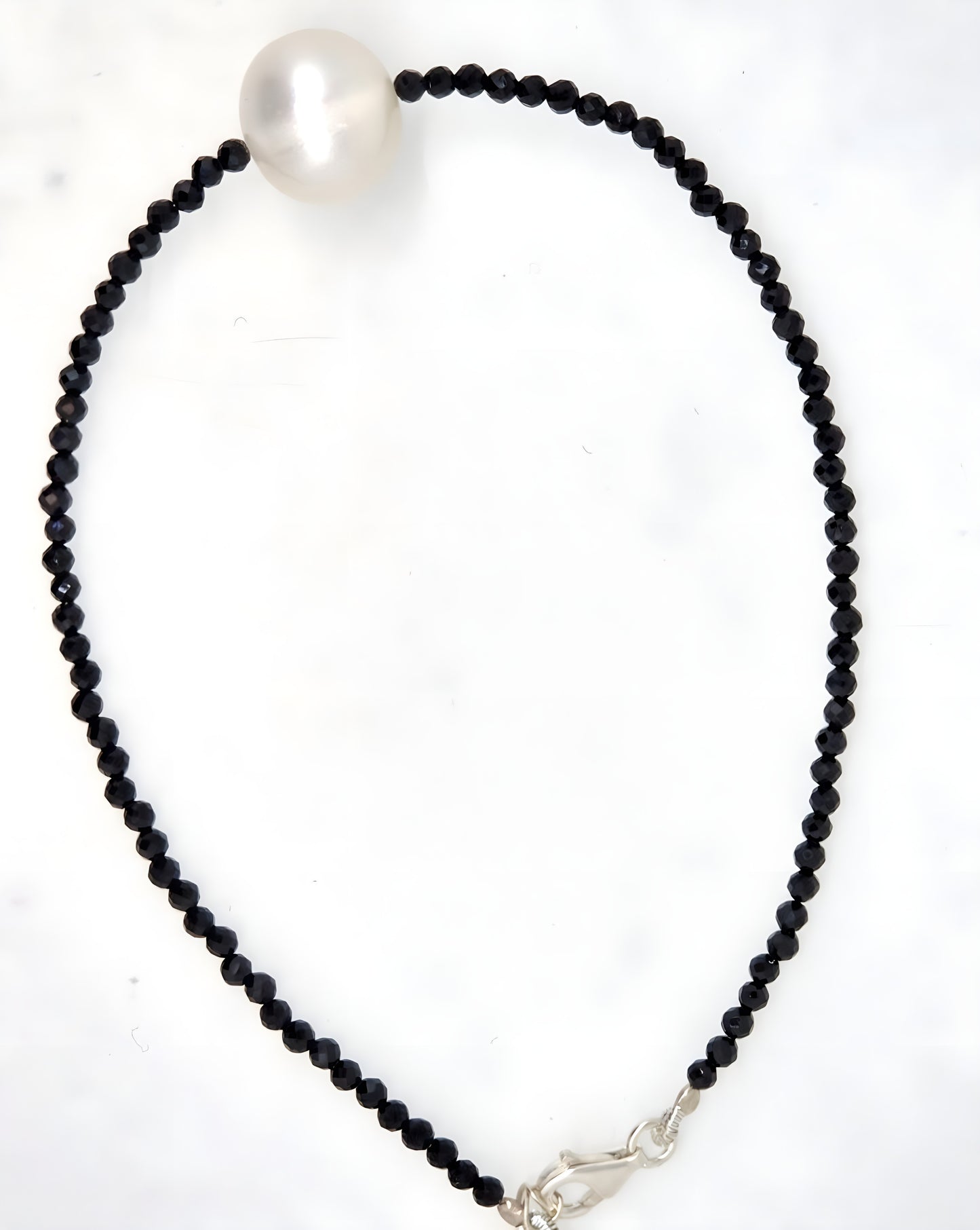 Black Spinel & Freshwater Pearl Bracelet