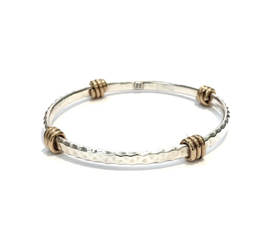 Hammered Silver and Brass Bangle
