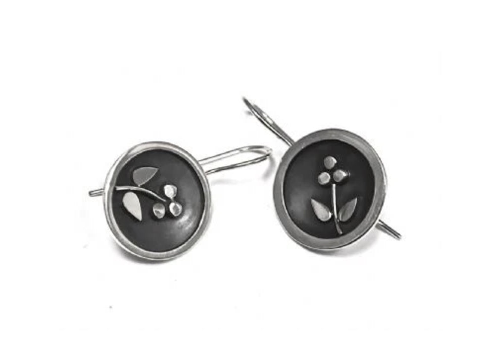 Blackened Flower Earrings