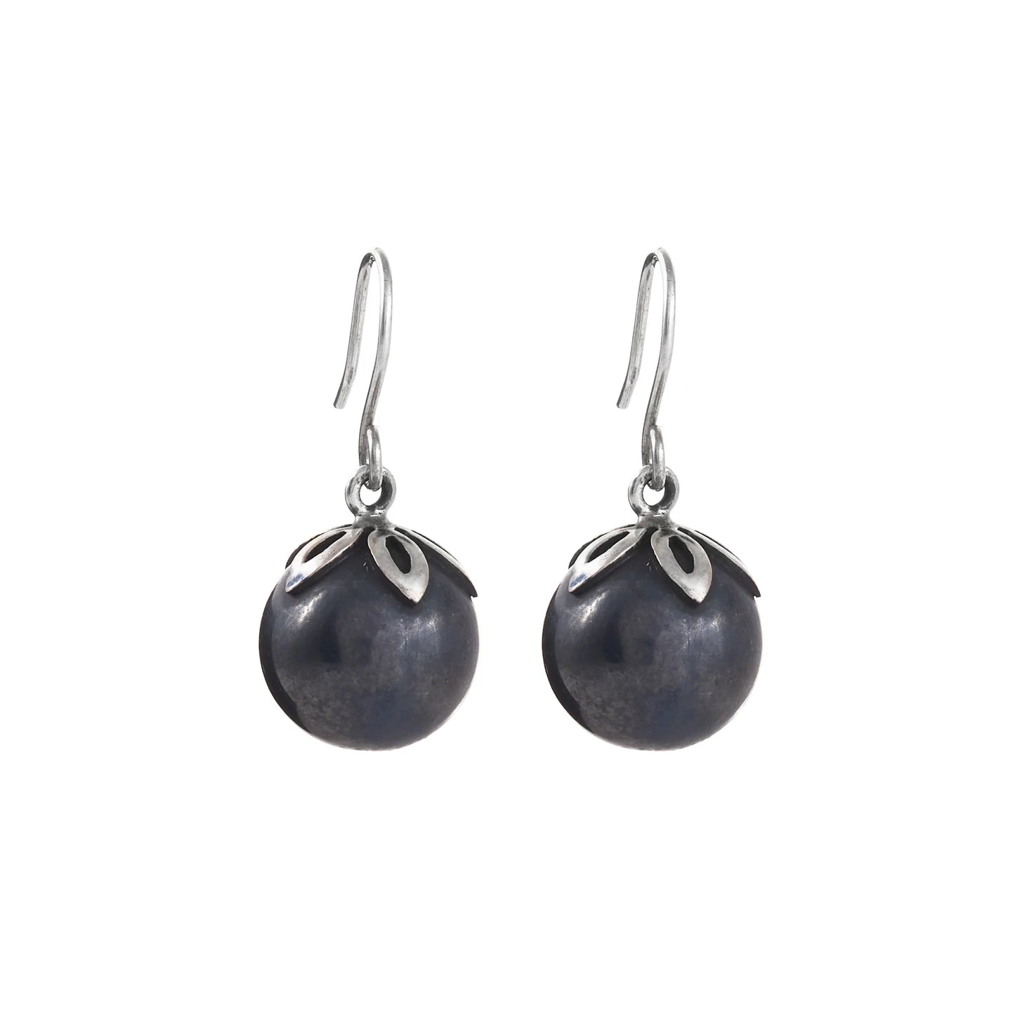 Oxidised Silver Ball Earrings