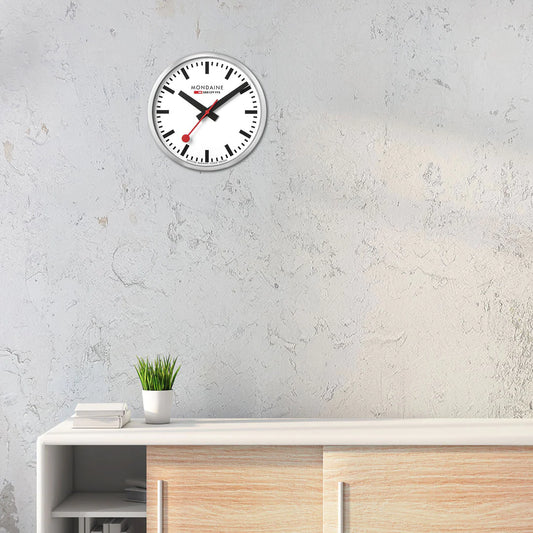 Mondaine Silver Wall Clock