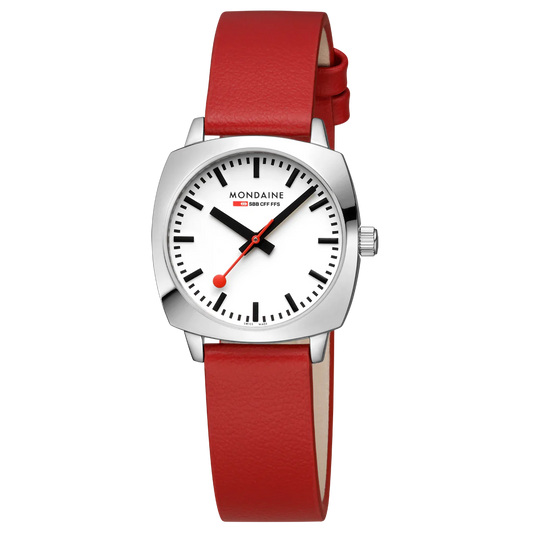 Mondaine Petite Cushion Red Vegan Grape Leather
