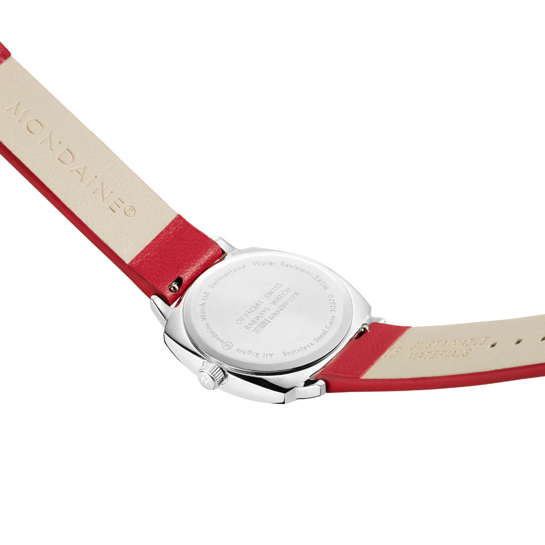 Mondaine Petite Cushion Red Vegan Grape Leather