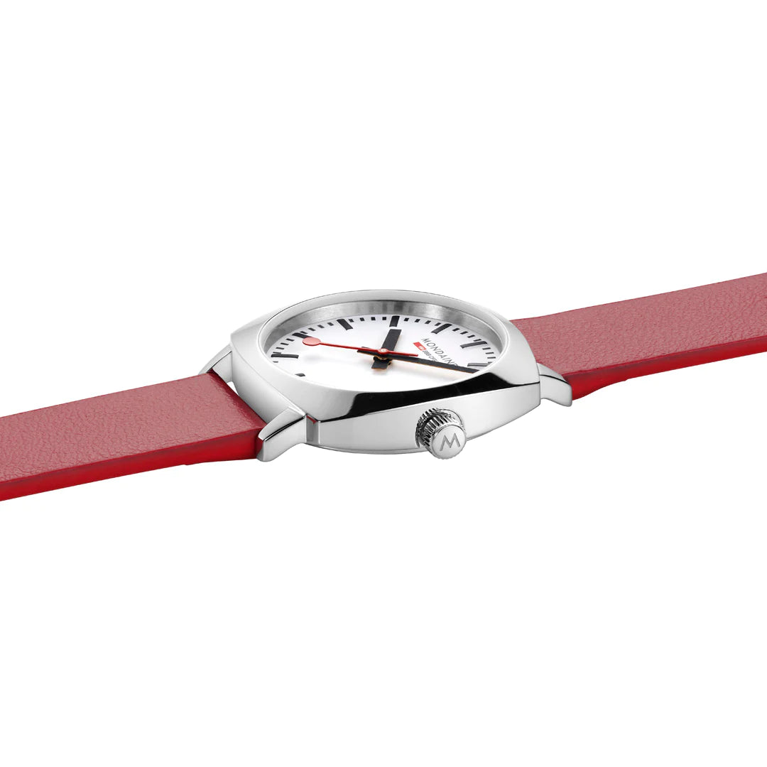 Mondaine Petite Cushion Red Vegan Grape Leather